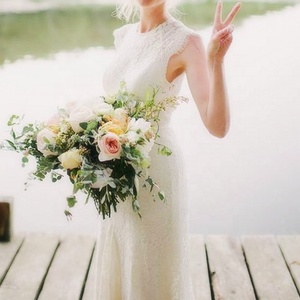 #617 Real Photos <strong>Vintage</strong> Sweep Train <strong>Wedding</strong> <strong>Dress</strong> <strong>Boho</strong> Lace Beach Lace Gown Bridal Gown <strong>Wedding</strong> <strong>Dress</strong> - Product Image 2