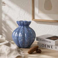 Ensemble de 2 vases à fleurs en céramique nordique Jossin avec glaçure mouchetée bleue et blanche pour la décoration de la maison, étagère de salon et présentation sur table