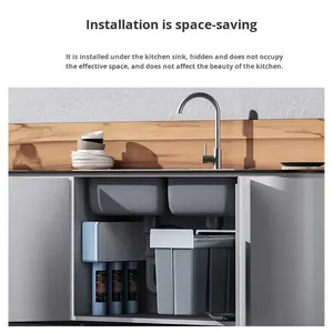 ตู้เก็บขยะในครัวแบบฝังใต้ซิงค์ แยกประเภทสองช่อง ฝาปิดทันสมัย ตะกร้าแบบดึงออกได้ ซ่อนในตัวสำหรับห้องรับประทานอาหาร - Product Image 2
