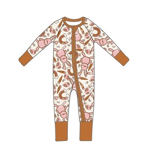 Abbigliamento per bambini con stampa di alta qualità in fibra di bambù comode tute con cerniera per neonati YKK per bambini - Product Image 2