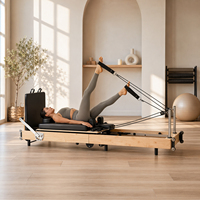 Reformer de Pilates de Roble para Corrección de Postura con Diseño Plegable para Estudios de Danza