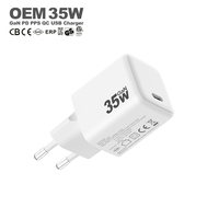 Chargeur Gan 35W pour iPhone Samsung, chargeur portable original super rapide, adaptateur USB C, chargeur mural pour téléphone portable PD 35w, type C