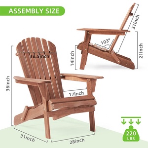Silla Adirondack Plegable de Madera Maciza de Cedro Canadiense Moderna para Uso en Exteriores, Jardín, Escuela y Parque, Pintura Ecológica - Product Image 3