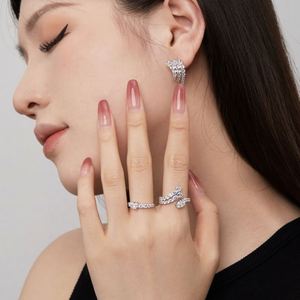 Dylam Stylish 925 Sterling <b>Silver</b> Rhodium 18K Gold Plating Multiple Layer Row 5A Cubic Zirconia <b>Stud</b> <b>Earrings</b> for Women Gifts - Product Image 2