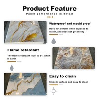 Panneau mural en PVC UV effet marbre, style européen, insonorisant, imperméable, grain de pierre brillant, pour hôtel et usage domestique, panneau rigide décoratif