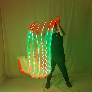 Veli <span class=keywords><strong>LED</strong></span> Luminosi in Seta per Danza del Ventre, Accessori per Spettacoli con Veli Rettangolari Multicolore - Product Image 5
