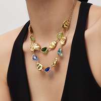 Nouveau Collier Ras du Cou Européen et Américain Transfrontalier en Résine Transparente Multiforme Goutte d'Eau, Sportif, Élégant et Léger