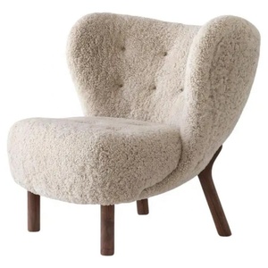 Poltrona Lounge Mid-Century Little <span class=keywords><strong>Petra</strong></span> VB1 con Poggiapiedi, Rivestimento in Pelle di Pecora, Prezzo di Fabbrica, per Appartamenti e Hotel - Product Image 1