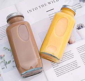 Bouteilles en verre carrées françaises transparentes 250ml 350ml 500ml 16 oz pour presse à froid café lait thé jus avec couvercle à vis pour boissons - Product Image 1