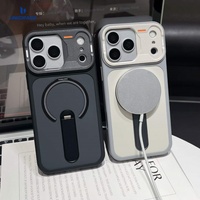 Pour Iphone 11 12 13 14 15 Plus 16 17 18 Pro Max 360 °   Étui de protection pour PC en TPU avec support rotatif, coque magnétique personnalisée de luxe pour iPhone