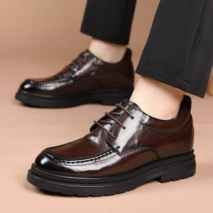 Chaussures à lacets en cuir véritable pour homme, style classique rétro, légères, respirantes, antidérapantes, adaptées aux tenues de cérémonie et professionnelles - Product Image 4