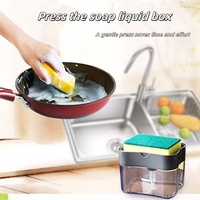 Boîte de remplissage automatique de liquide brosse à vaisselle presse à détergent en plastique pressage et brosse à pot de nettoyage avec tampon à récurer