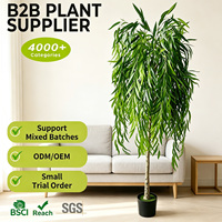 Arbre de saule pleureur réaliste de 170 cm en pot, plante artificielle à longues feuilles vertes pour hôtel, villa, bureau, aménagement paysager