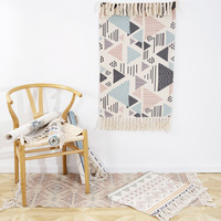 Housse de coussin en coton et lin tissé à la main de style nordique, avec franges, coussin décoratif bohème pour canapé, lit, salon, décoration de la maison