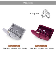 Coffret de bijoux de mariage multicolore Rangement en velours personnalisé pour bagues et boucles d'oreilles Emballage cadeau simple