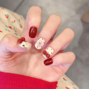 Venta al por mayor personalizado hecho a mano prensa en las <span class=keywords><strong>uñas</strong></span> punta artificial <span class=keywords><strong>uñas</strong></span> <span class=keywords><strong>postizas</strong></span> arte estilo chino gatito gato ojo de gato - Product Image 1