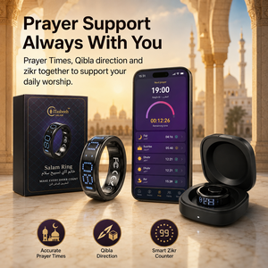 Anillo Inteligente iTasbeeh Salam Musulmán con Contador de Zikr, Soporte para Oración, Dirección Qibla, Seguimiento de Bienestar y Caja de Regalo - Product Image 2