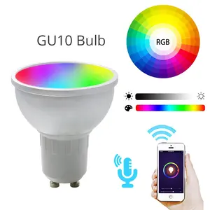 Lampu Sorot 5W CCT RGB Bohlam Lampu Pintar Tuya WIFI GU10 Bohlam LED Pintar Alexa