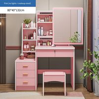 Coiffeuse moderne en bois sur pied avec miroir éclairé et tiroirs pour chambre et salon