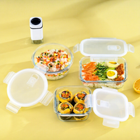 Boîte à lunch en verre résistant à la chaleur pour micro-ondes, boîte de conservation alimentaire transparente en verre, boîte de rangement scellée pour réfrigérateur, bol