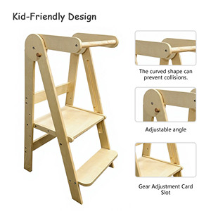 Taburete de Aprendizaje Ajustable para Niños, Ecológico, Moderno, Torre de Aprendizaje de Seguridad, Taburete de Madera para Niños Pequeños, Montessori, para Sala de Estar - Product Image 5