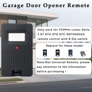 Télécommande de porte de garage 310 MHz avec 8 commutateurs DIP, émetteur d'ouverture de portail avec clip pare-soleil, remplacement universel pour DTA DTD DTC - Product Image 2