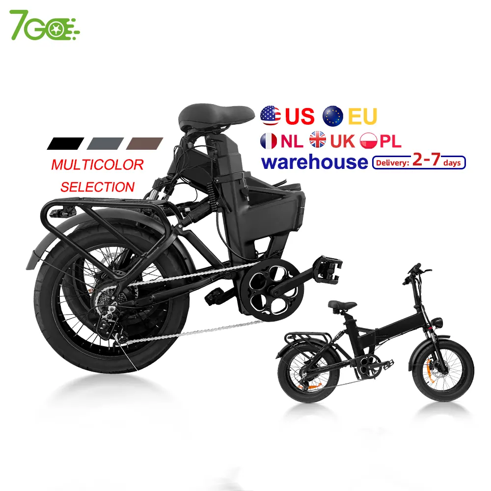 EU NL US Warehouse 20 inch 48v 25.4ah dual battery 7 speed gears Rang 100km 250W 500W 750W 1000W folding pocket electric bicycle