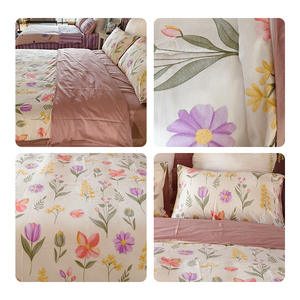 Ensemble de literie quatre pièces en pur coton Dohia, housse de couette, drap, tout en coton, doux pour la peau, écologique, style dortoir - Product Image 3