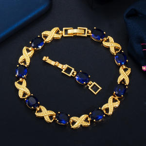 الكلاسيكية البيضاوي قطع كحلي مكعب زركونيا الحجر الأصفر سوار ذهب الإسورة للنساء موضة الهيب هوب تشيكوسلوفاكيا مجوهرات هدية - Product Image 1