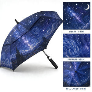 Paraguas de Golf con Estampado de Cielo Estrellado Azul Intenso, Paraguas Recto Grande Resistente al Viento, Diseño Personalizado, Equipo para Lluvia al Aire Libre - Product Image 3