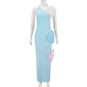Vestido Maxi Halter Sexy sin Espalda de Tejido Natural Sólido Estilo Gótico Y2K para Mujer, Ideal para Fiestas - Product Image 4
