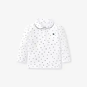 Children's Autumn T-shirt Dot Print Long Sleeve 100%Cotton Kids Girls Polo T-Shirt