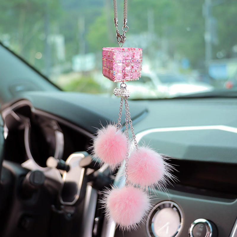 Nuevo colgante de espejo retrovisor con cubo de brillo