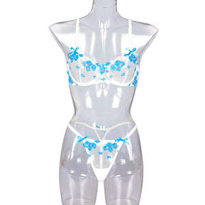 Conjunto de Lencería Sexy de Dos Piezas con Bordado de Flores Transparente ZZYUP, Lencería Erótica de Encaje para Mujer - Product Image 5