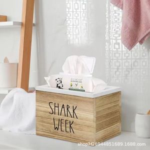 Boîte de rangement en bois à couvercle rabattable, organisateur rectangulaire en bois massif pour tampons, dosettes de lessive, rangement de vêtements - Product Image 3