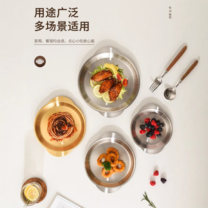 Stainless Steel Double-Handled Plate Set 20cm Multi-Use For Home And Restaurant Dishes - Product Image 1