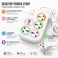 EU US UK Standard Universal-Steckdosenleiste Mehrfachsteckdose Multifunktions-Verlängerungssteckdose 4 Steckplätze Mit Kabel für Zuhause und Reisen