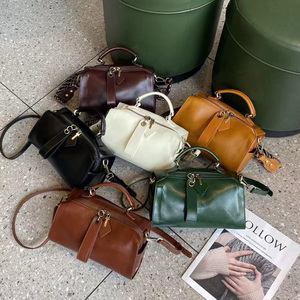 Nuevo Bolso de Hombro de Cuero Genuino Estilo Boston, Bolso Bandolera Cuadrado Pequeño de Gran Capacidad para Mujer, Versátil - Product Image 1