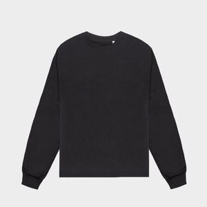 Customized Printing & Embroidery High Quality 100% Cotton Pure Black round Neck <b>Long</b> Sleeved Men's Casual T-Shirt - Product Image 6