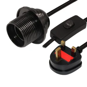 Suporte de lâmpada de sal e E14 UK AC plug e cabo de alimentação dimmer cabo elétrico liga/desliga 303 interruptor E14/e27 soquete