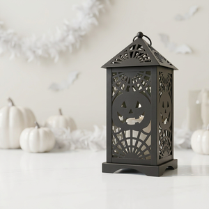 Lanterne d'Halloween en métal noir en gros avec motif Jack O' Lantern pour la décoration intérieure - Product Image 3