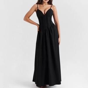 Vestido Sexy para Mujer Joven, Nuevo Diseño, Halter, Línea A, Plisado, con Dobladillo Acampanado, Vestido de Verano de Algodón - Product Image 2