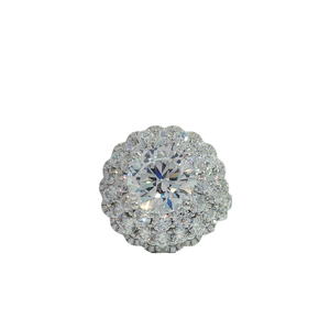 18K Gold Exaggerated Luxury Women's Ring Customizable Center <b>Stone</b> Cultured Diamond Halo Wedding Engagement Party Gift Prong - Product Image 3