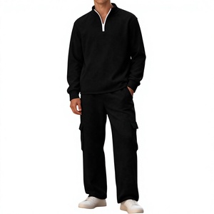 Sweatsuit for Men 2 Piece Sweatsuits Sets Winter Fleece <b>Quarter</b>-<b>Zip</b> Athletic Jacket Cargo Sweatpants Elastic Waist Straight Leg - Product Image 6