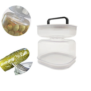 Pot de stockage en gros pour ail, cornichons et kimchi, avec fourchette, distributeur sec/humide, récipient de fermentation hermétique pour aliments de cuisine - Product Image 1