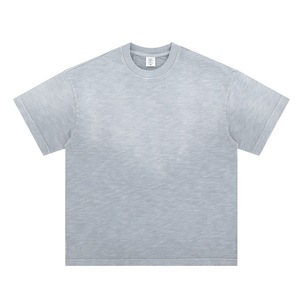 Camisetas de Algodón para Hombre, Verano, 300g, Alta Calidad, Estampado Degradado Informal, Cuello Redondo, Manga Corta, Camisetas Personalizadas, Proveedor - Product Image 2