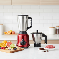 Robot culinaire multifonction Calinfor 3-en-1 en acier inoxydable, mélangeur, mixeur, avec bol de 1,5 L, moteur 800 W, extracteur de jus, broyeur, accessoires, usage domestique