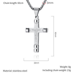 Collier pendentif en acier inoxydable <span class=keywords><strong>de</strong></span> haute qualité, <span class=keywords><strong>croix</strong></span> chrétienne, Jésus crucifié, bijoux <span class=keywords><strong>de</strong></span> mode pour hommes, vente en gros 2026 - Product Image 2