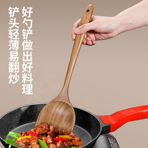 Juego de cuchara y espátula de madera de acacia, 2 piezas, utensilios de cocina resistentes al calor para cocinar en sartenes antiadherentes - Product Image 3