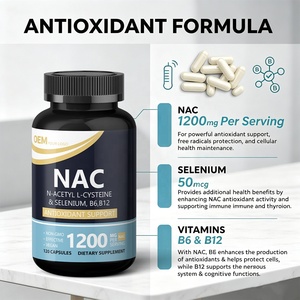 Complément alimentaire NAC naturel de haute qualité, sélénium, B6, B12, capsules de N-acétyl-L-cystéine, soutient la santé du système immunitaire, antioxydant - Product Image 3